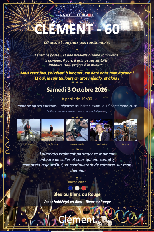 Affiche invitation Clement 60 ans