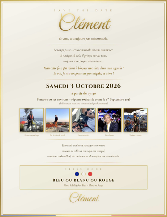 Carton d'invitation Clément 60 ans